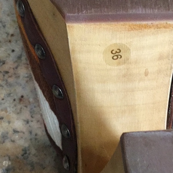 MIU MIU fabric leather studs platform wood clogs - Picture 5 of 6